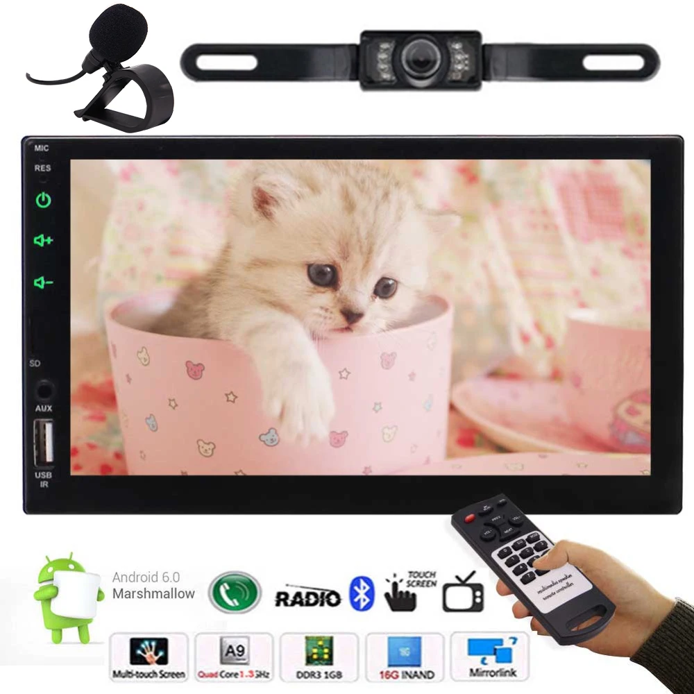 

2 Din Android 6.0 Car Stereo 7" Touch Screen Car GPS Navigation System In Dash Bluetooth 4.0 Autoradio Head Unit Support USB AUX