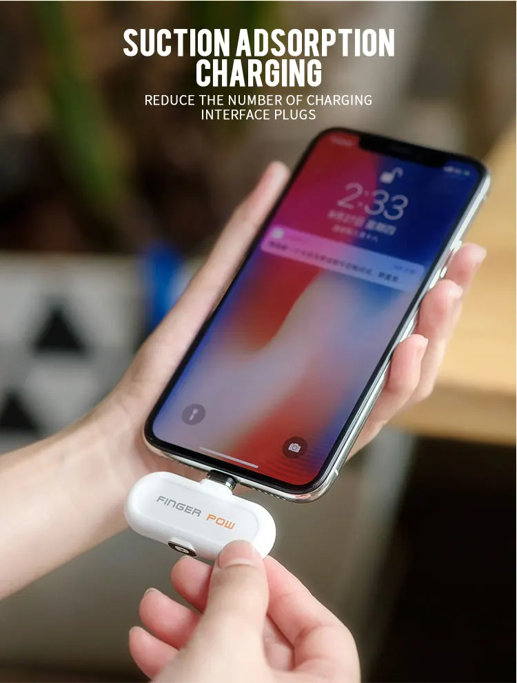 Finger Pow мини внешний аккумулятор магнитный беспроводной внешний аккумулятор Fingerpow Быстрая зарядка мобильное портативное зарядное устройство для iPhone Android
