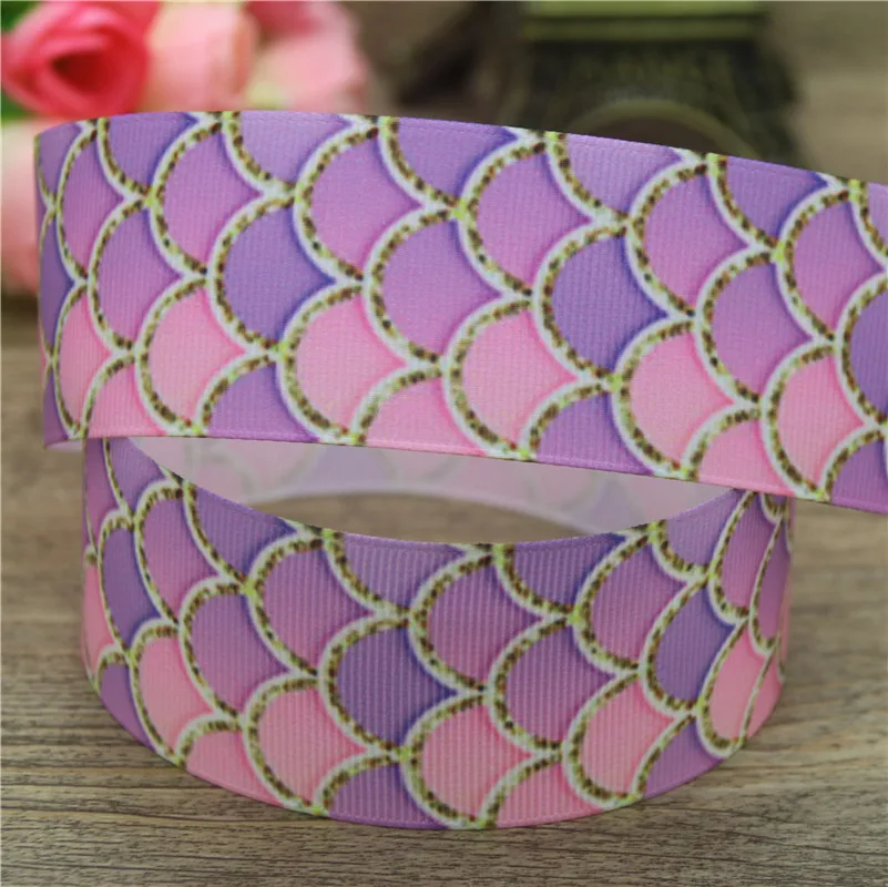 DHK 1 5 'ཆ ярдов Русалочка рыбья чешуя печатная grosgrain ленточный аксессуар бант