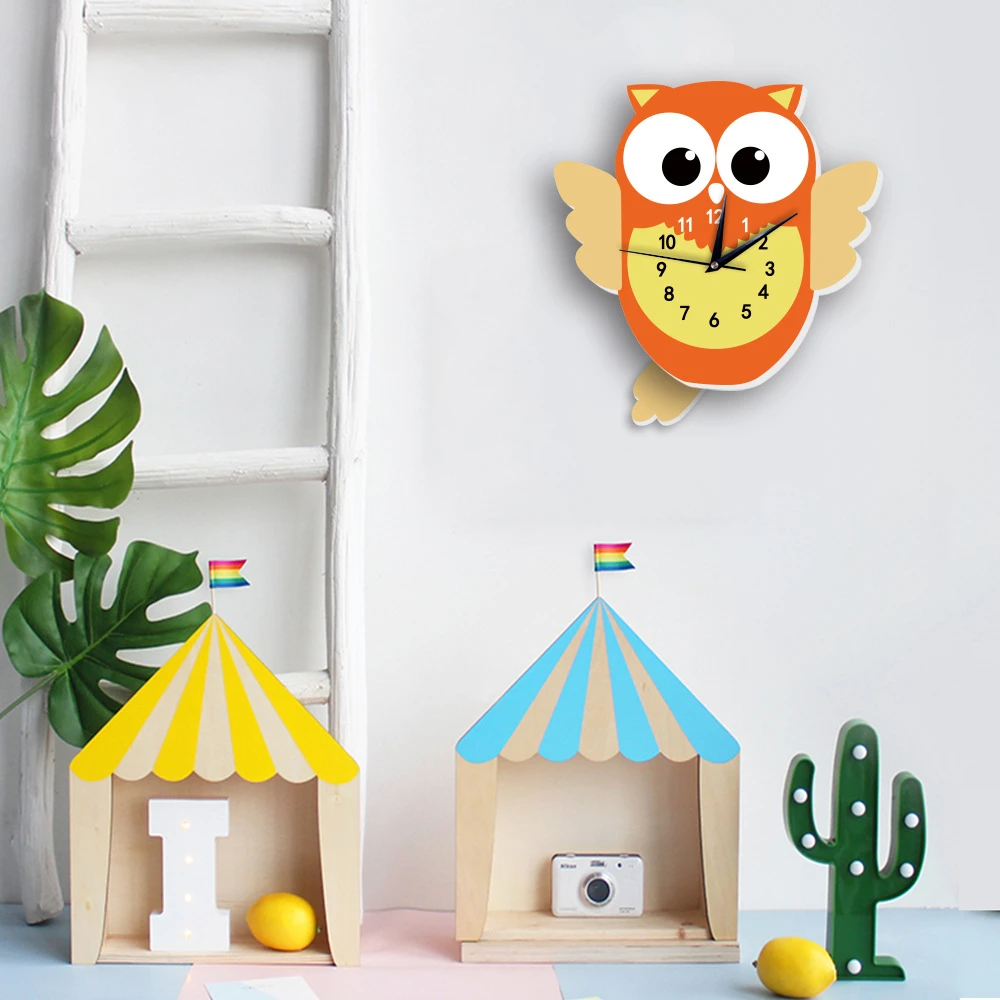 Autocollants D Horloge Pendule Hibou De Dessin Anime Joli Autocollant Mural Montre Fantaisie Creative Pour Bebe Enfants Cadeau Pour Chambre D Enfant Horloge Suspendue Aliexpress