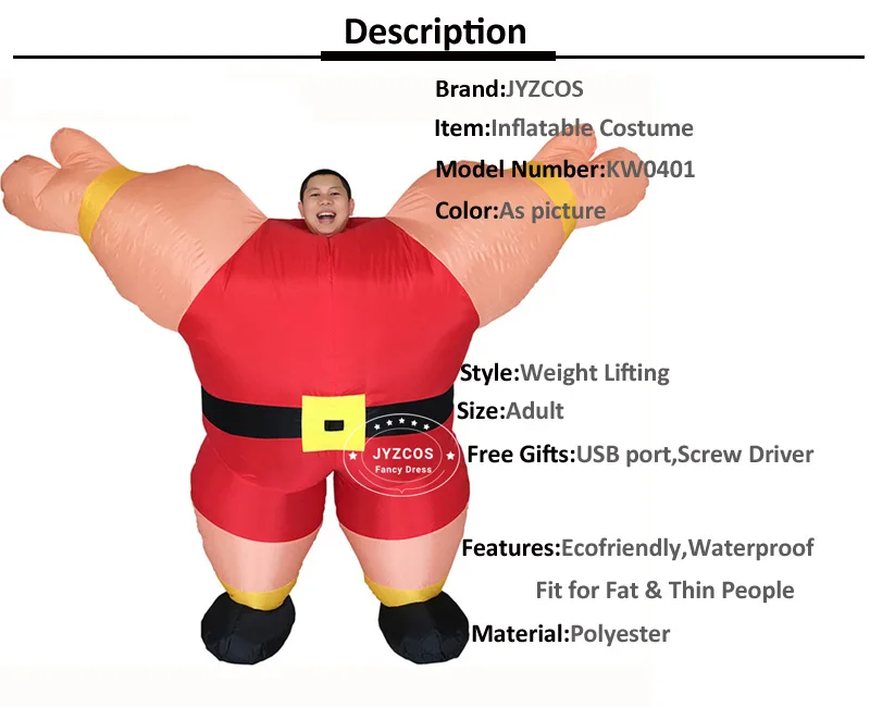 JYZCOS  Mr Fitness Sailor Weight Lifting Muscle Man Funny Inflatable Costumes Party Bar Gym Fancy Dress Outfit Promotion Tools (6)