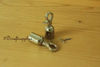 

rope Barrier end stopper Cord end caps with hook 1.5 cm silver 6 pieces P34