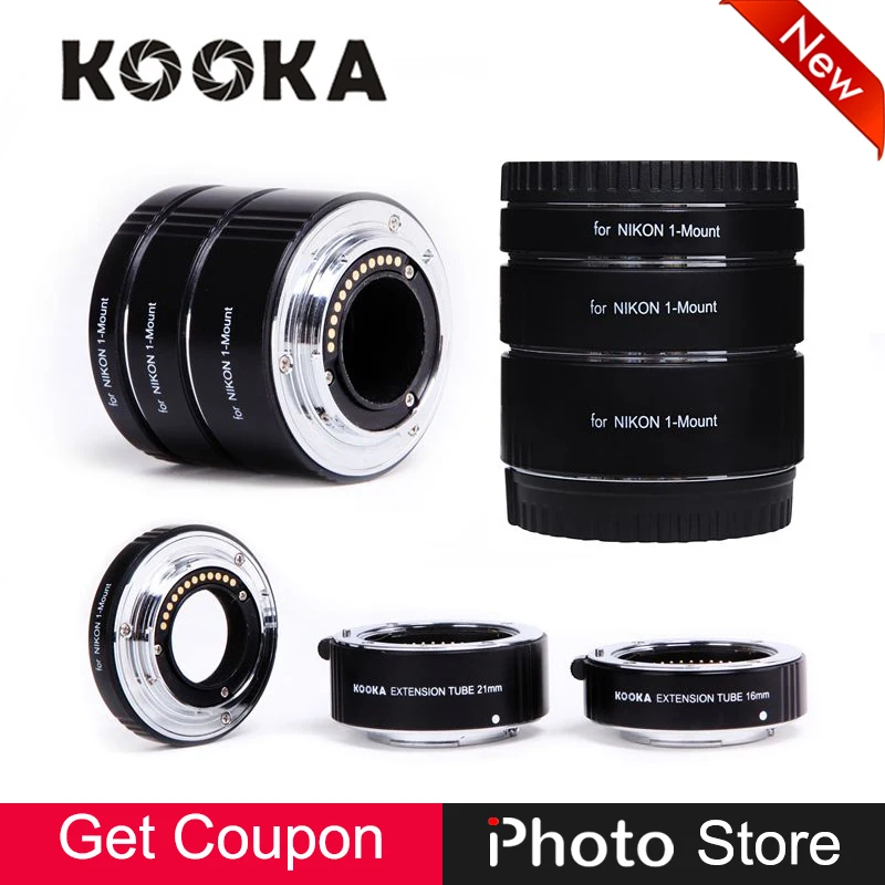 

Kooka KK-NM47A Aluminium AF Auto Focus TTL Extension Tube Set for Nikon 1 Mount SLR Camera Close-up Macro Photography Image