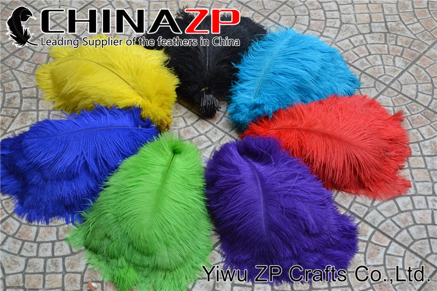 100pcs lot 16-18inch yellow Red Royal Blue Turquoise Orange White Black Purple hot pink light pink Lime Green Ostrich feather plumes