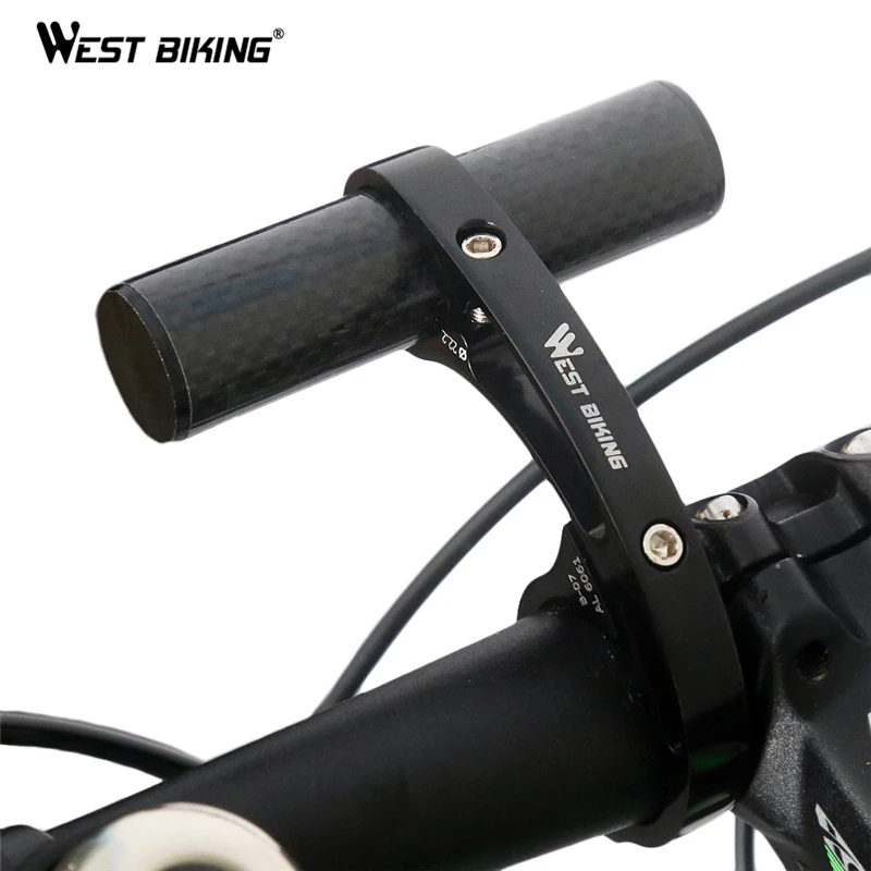 WEST BIKING Bike Handlebar Extension Bicycle Computer Bell Bracket Carbon Fiber Alloy Holder Mount Cycling Light Handle Bar