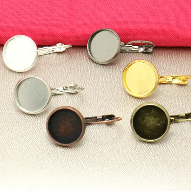 

20pcs 10mm Earring Hooks Round Cabochon Cameo Tray Settings Earring Blank Base Supplies for Jewelry Making Findings