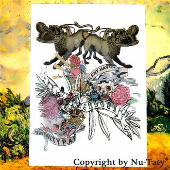 

SHNAPIGN Skull funeral Temporary Tattoo Body Art Flash Tattoo Stickers 21*15cm Waterproof Car Styling Home Decor Wall Sticker