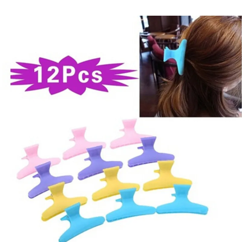 12Pcs Hair Claws Hairdressing Tool Butterfly Hair Claw Salon Section