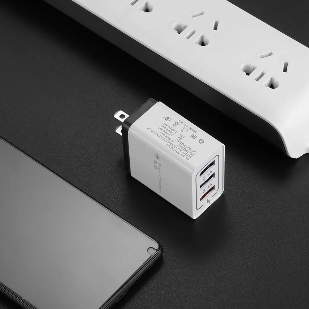 3 порта USB быстрое зарядное устройство ЕС США штекер USB конвертер для iphone Oneplus 7 6t huawei P20 P30 Xiaomi Meizu быстрое зарядное устройство конвертер