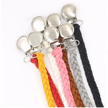 

2018 Baby Braided Nipple Holder Leather Pacifier Clips Chain Dummy Clip Pacifier Holder Soother Chain For Infant Baby Feeding
