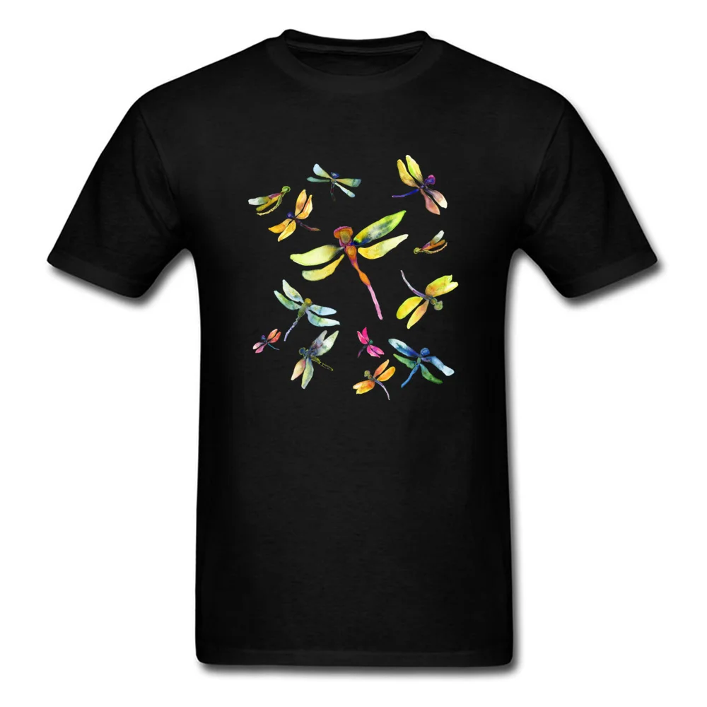 T Shirt Dragonfly Dance Summer Cute Slim Fit Short Sleeve 100% Cotton Crewneck Men Tshirts Slim Fit Tops Shirt Dragonfly Dance black