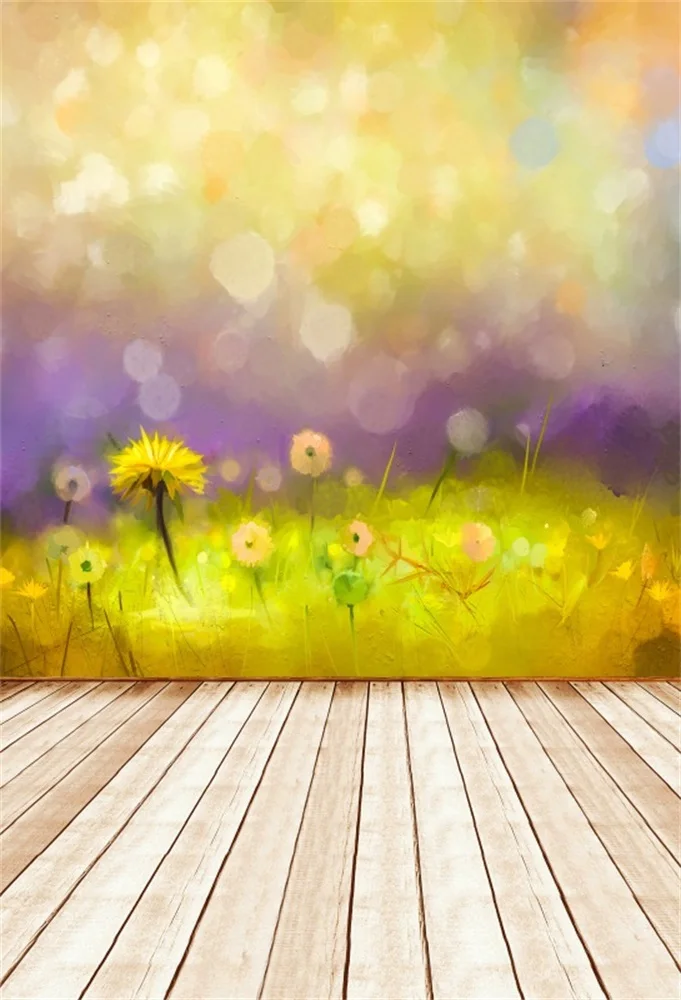 

Laeacco Flowers Oil Painting Wooden Floor Baby Photography Backgrounds Customized Photographic Backdrops For Photo Studio