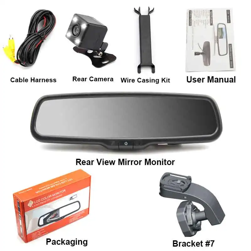 Sinairyu автомобильное специальное зеркало монитор TFT ЖК-дисплей Автомобильный монитор с водонепроницаемым ночным видением безопасности Металлическая Автомобильная камера заднего вида - Цвет: Оранжевый