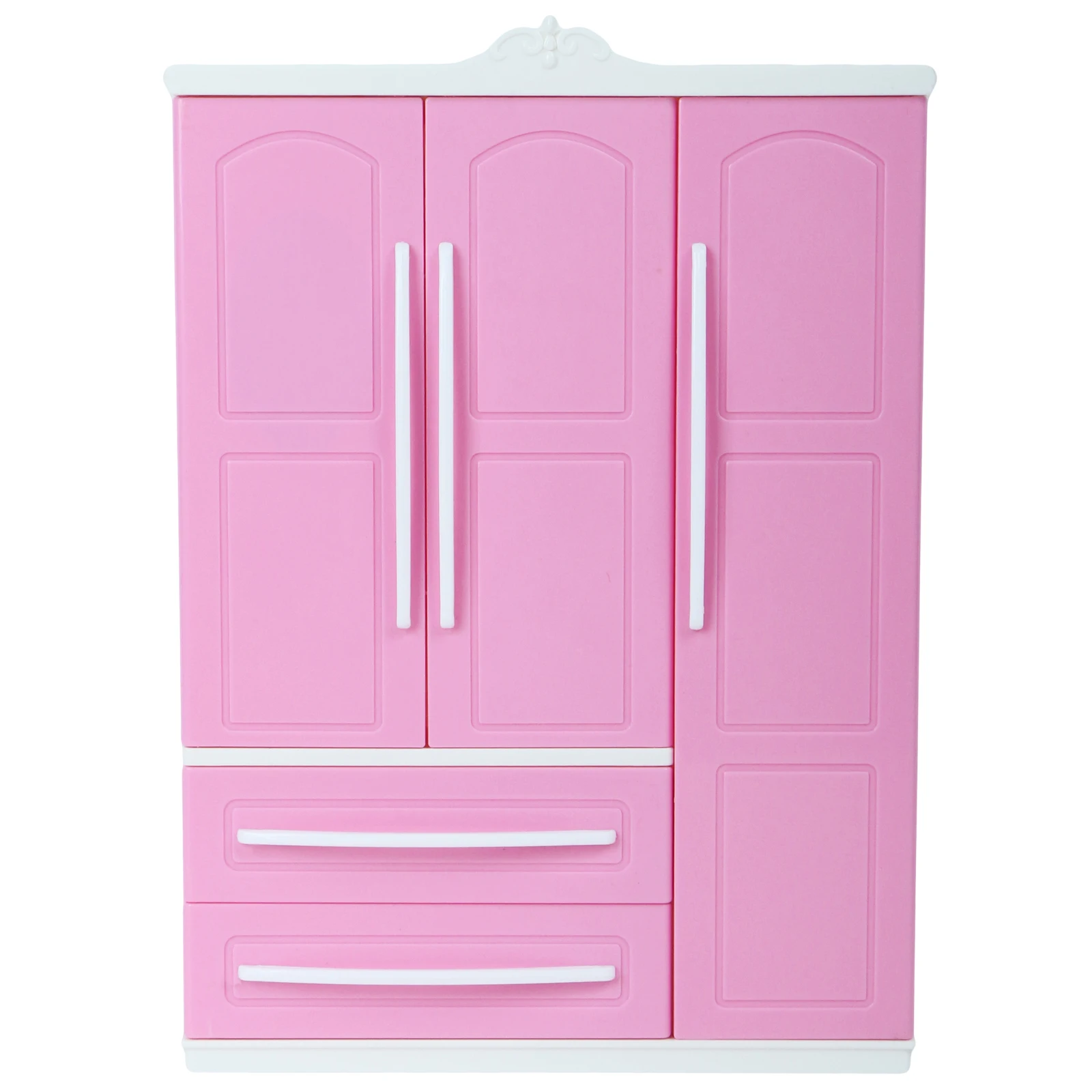 Skup 1 zestaw piękny z tworzywa sztucznego Cloest szafa z lustrem + 10 różowy wieszaki na lalka Barbie zabawka do sypialni