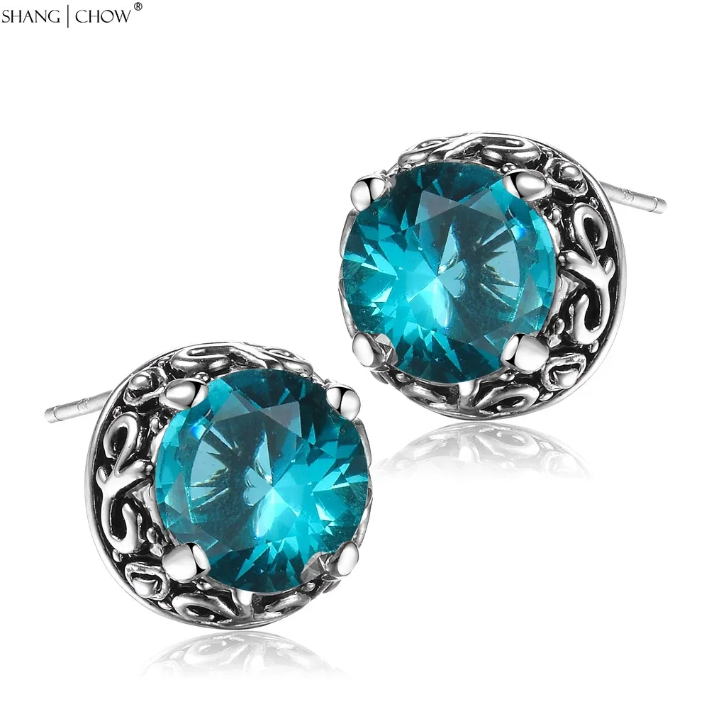 

Shang Chow Vintage Style Jewelry Women's Blue Crystal, Yellow Quartz, Morganite Quartz 925 Sterling Silver Earrings E0311