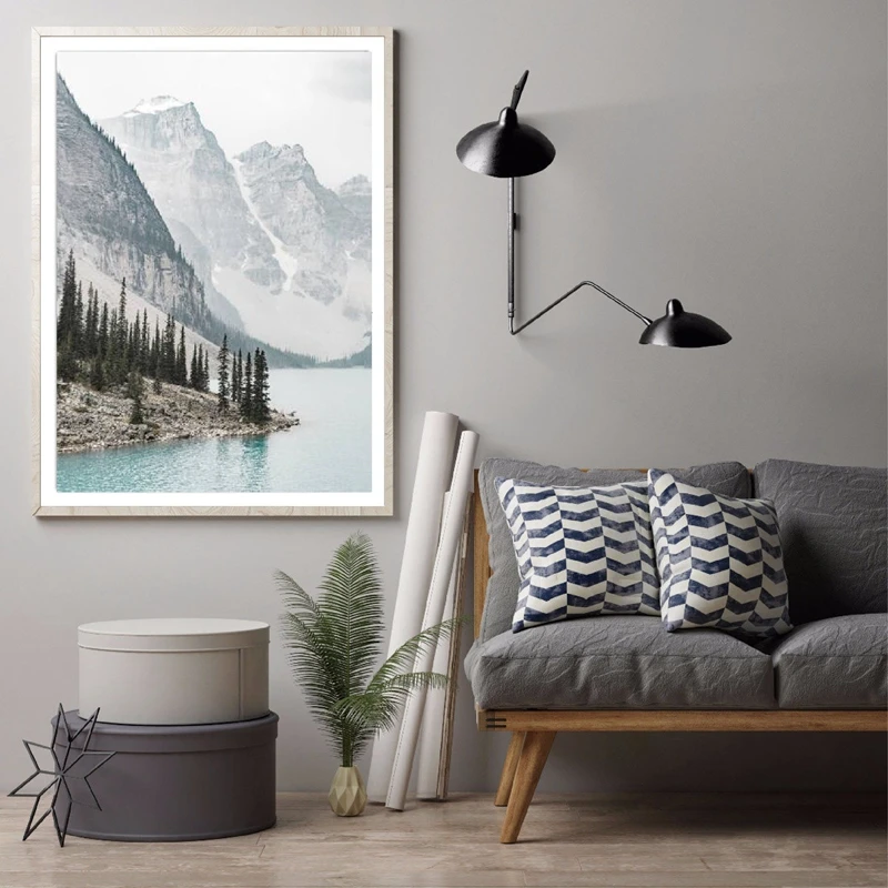 Mountain Lake Canvas Poster Home Decor