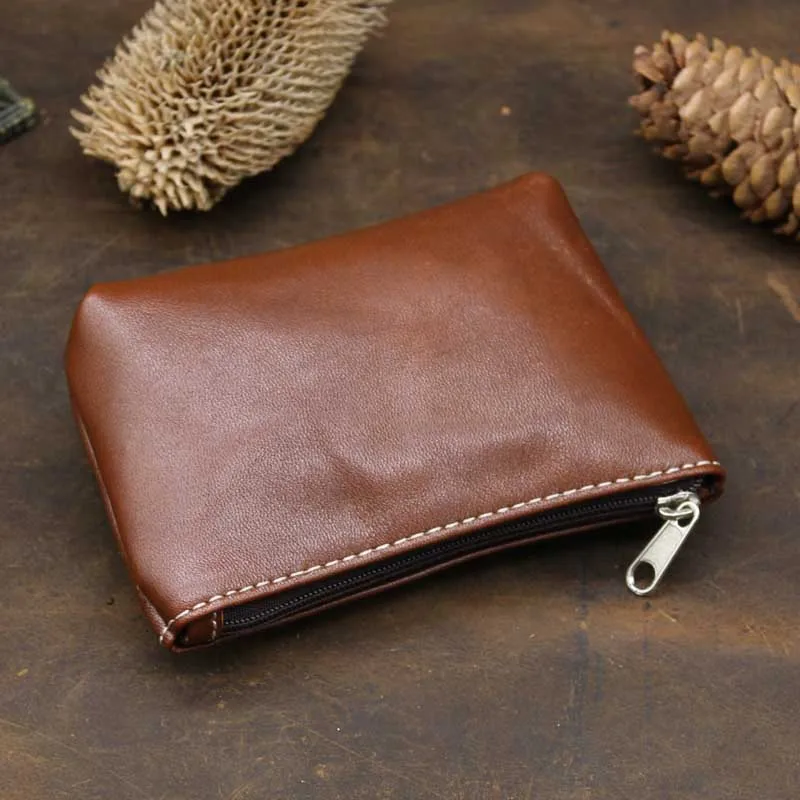 

Women's Zipper Handbag Genuine Cowhide Leather Slim Coin Purse Men's Zipper Wallet Money Bag Bus Card Holder Pouch 0008