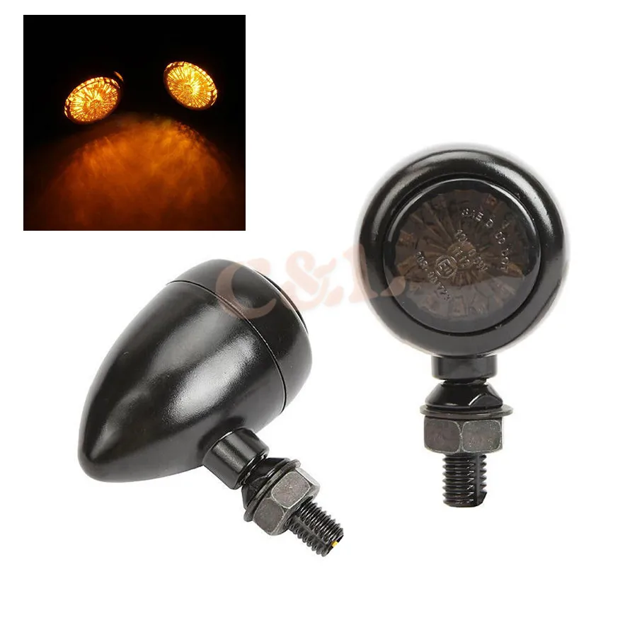 12V Black Bullet Turn Signals Light Lamp Led Driving Light For Harley