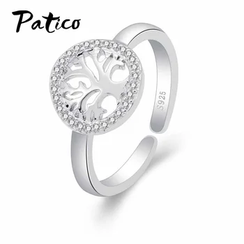 

100% Genuine 925 Sterling Silver Ring Popular Tree of Life Style Austrian Crystal CZ Stone Paved Jewelry for Women Gift