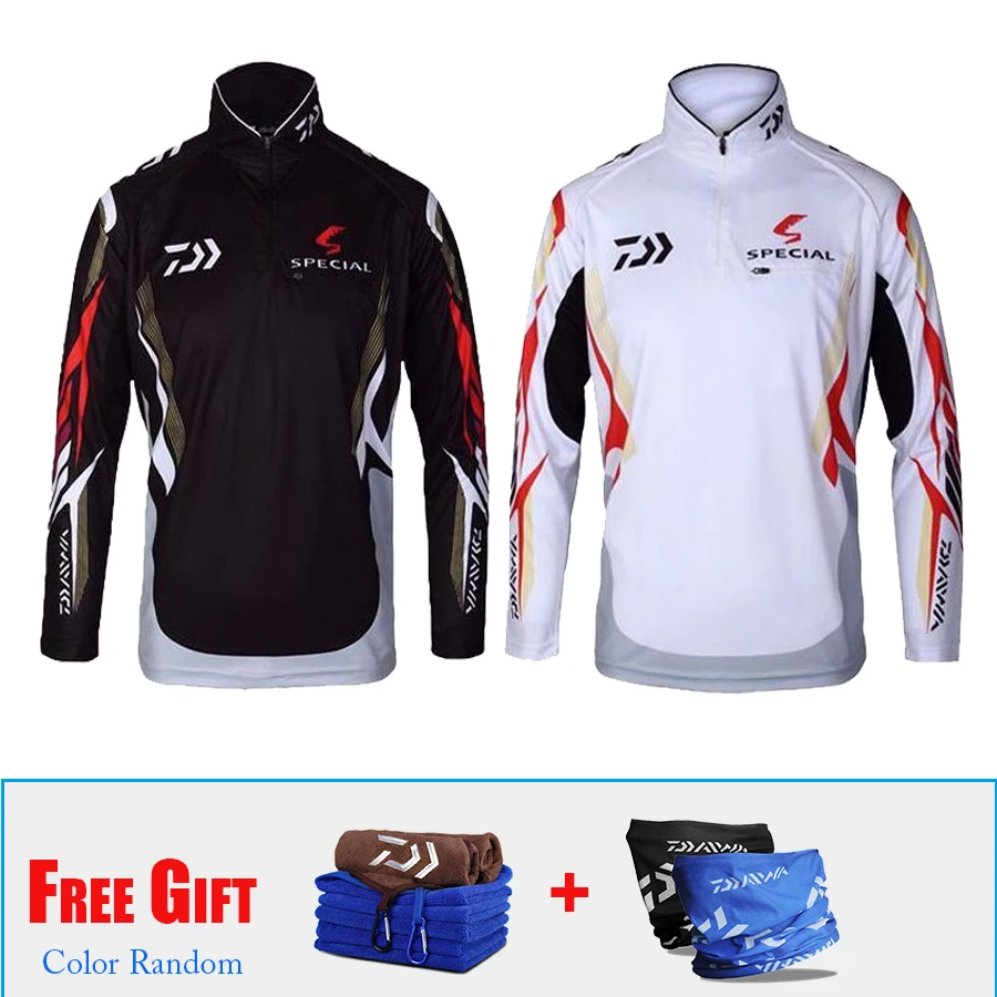 

2018 Daiwa Men Windproof Long Sleeve Fishing Clothing Fishing Jacket Coat Summer Fishing Clothes With Towel Fishing Scarf