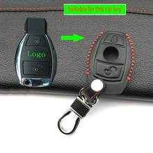 Top Quality Car 100% Genuine Leather Key Cover Set Fit Case For Mercedes Benz A180 A200 A260 A AMG Cla Class 2 Buttons Keychain