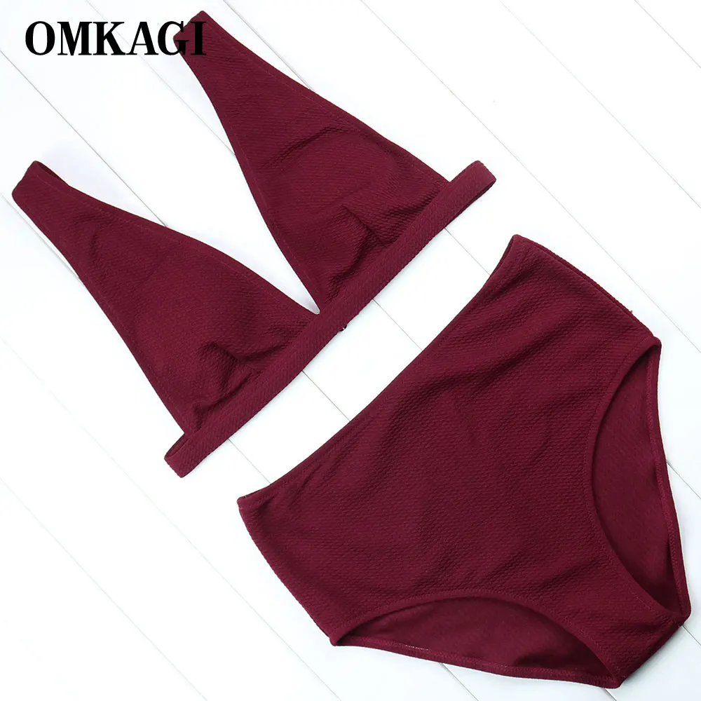 

OMKAGI Brand Highwaist Bikini 2018 Swimsuit Swimwear Women Bikinis Set Sexy Push Up Swimming Suit Bathing Suit Beachwear Summer