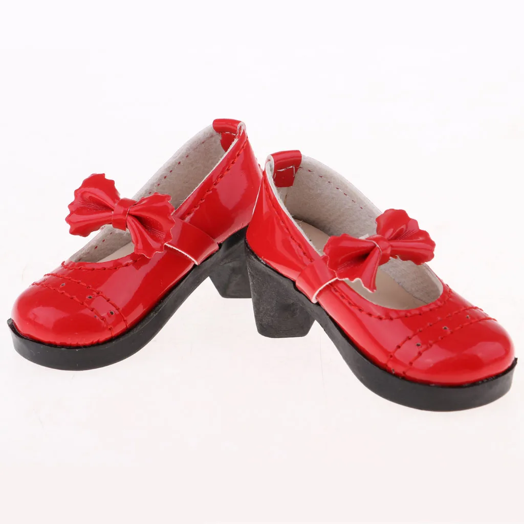 SD Shoes 1/3 BJD Shoes with Bowknot for Supper Dollfie DZ DOD MID Doll Red High Heels Party Outfit