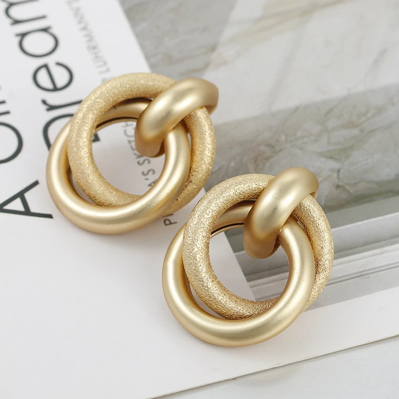 

Flashbuy Fashion Simple Big Alloy Dumb Gold Drop Earrings For Women Female Geometric Trendy Earrings Vintage Jewelry Decoration