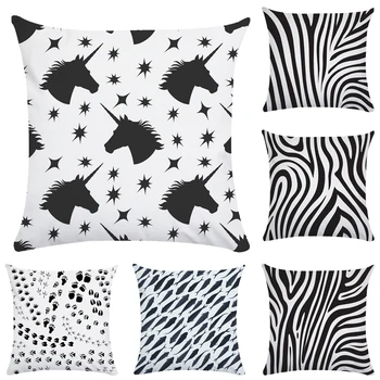 

Zebra Cushion Cover 45X45cm Black and Beige Stripe Pillowcase Minimalist Style Geometric Pillow Covers Bedroom Decoration CR146