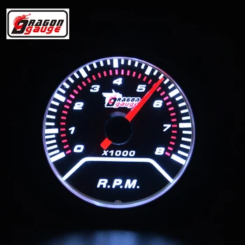 

Dragon gauge 52mm High Quality Smoke Lens Car Meter Tacho Meter 0-8000 RPM Tachometer Auto Gauge White backlight Free shipping