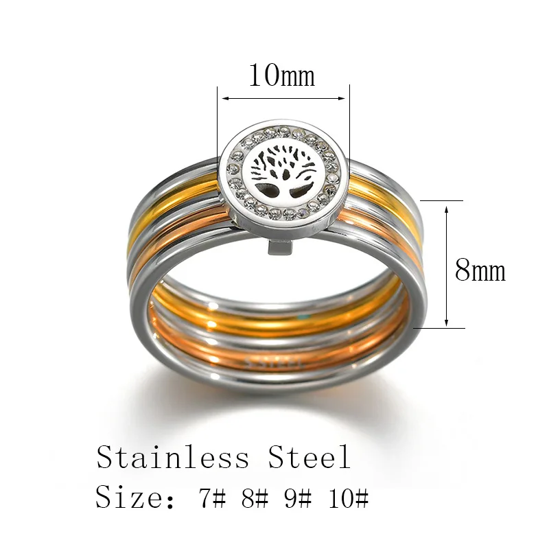 Смешанный золотой серебряный цвет CZ кристалл дерево жизни палец кольца ювелирные изделия Титановый стальной Свадебный Обручальное кольцо для женщин подарок