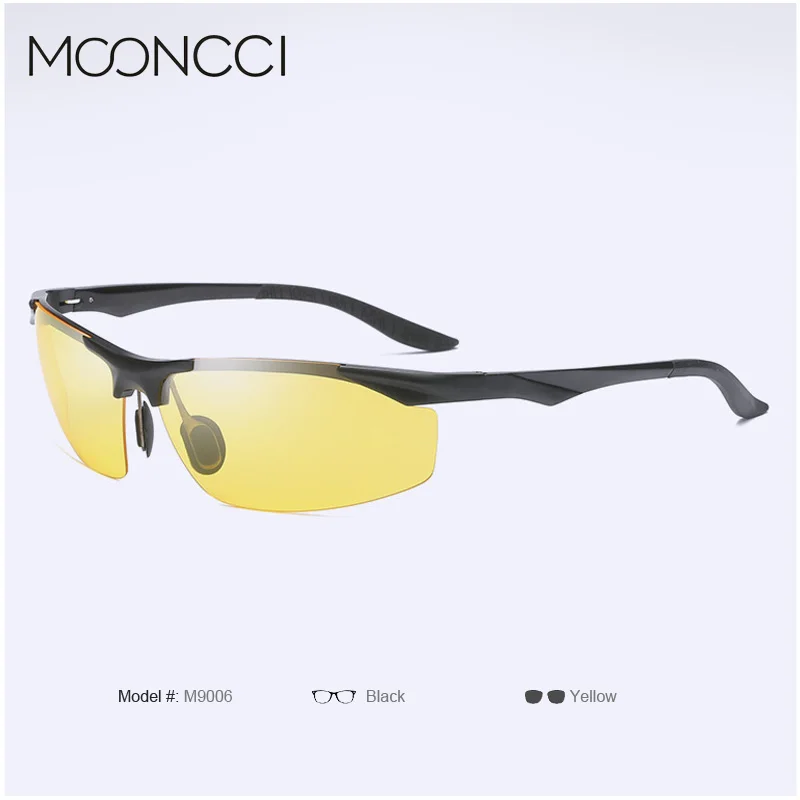 MOONCCI HD очки ночного видения облегченный алюминий желтые солнцезащитные очки мужские Поляризованные различимые ночью очки для вождения Oculos Gafas - Цвет линз: Black night vision