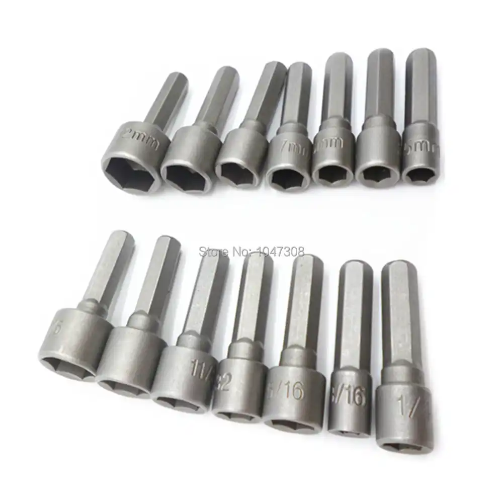 Nut Driver 14PC Set étui Noir Double Métrique /& norme SAE 1//4/" tige
