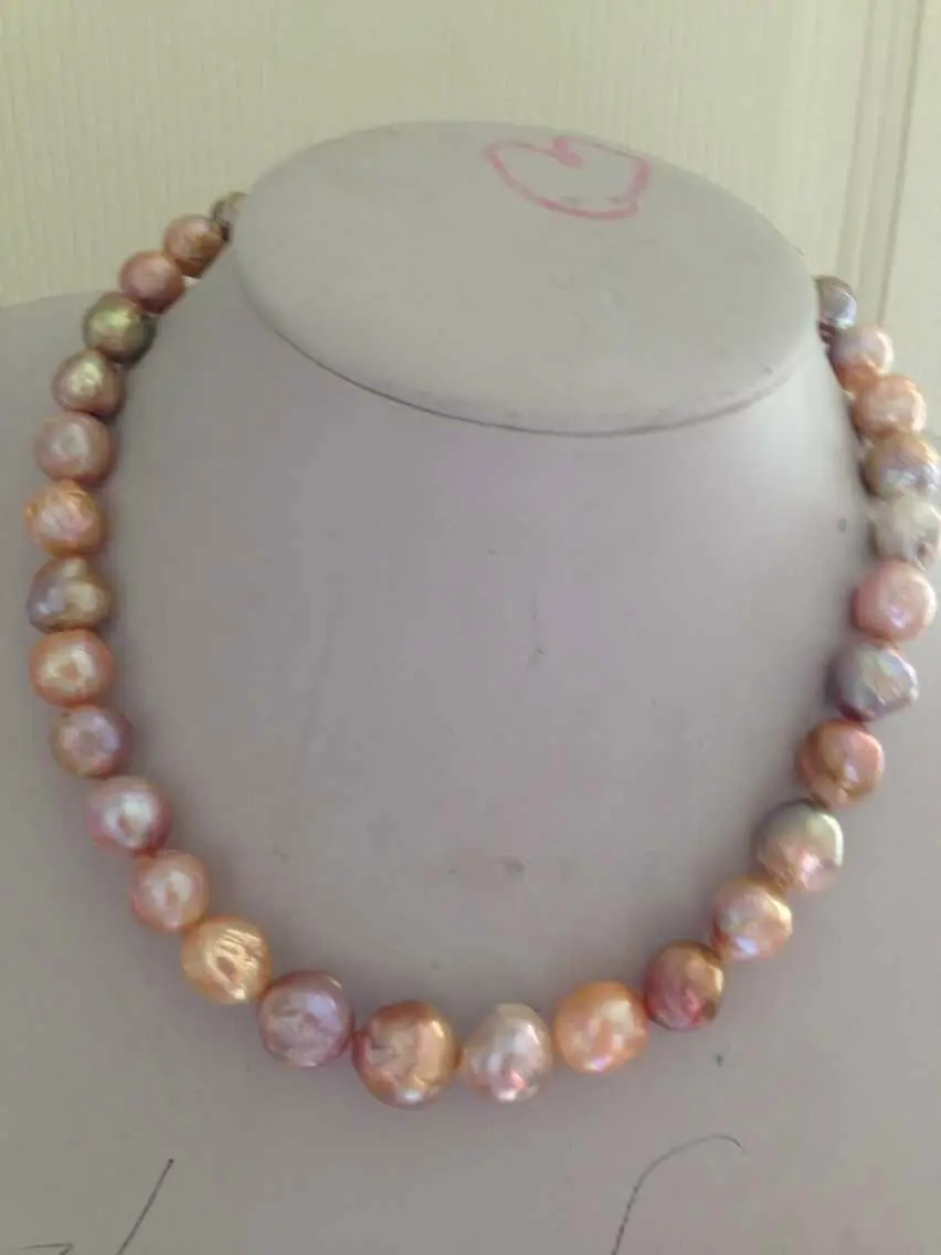 

gorgeous 18inch natural 11-12mm cultured pink and purple freshwater pearl necklace
