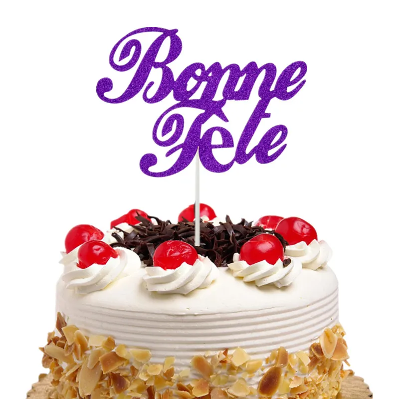 Bonne Fete French Happy Birthday Cake Topper Glitter Cake Flags Birthday Party Cake Baking Decor Babyshower Cake Flags Xmas New Aliexpress