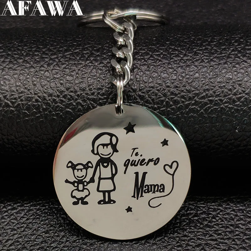 

2019 Fashion MAMA Girl Stainless Steel Keychains for Women Silver Color Famliy Key Chains Kid Jewelry llaveros de acero K77402B