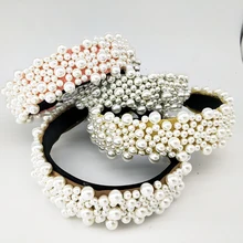 4 цвета Жемчужная Повязка На Голову полная жемчужная лента для волос для женщин Модный корейский стиль Женские винтажные аксессуары жемчужная лента для волос
