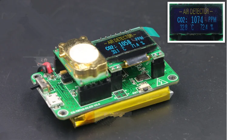 Carbon dioxide detector CO2 T67x3 0.96 inch OLED with ...