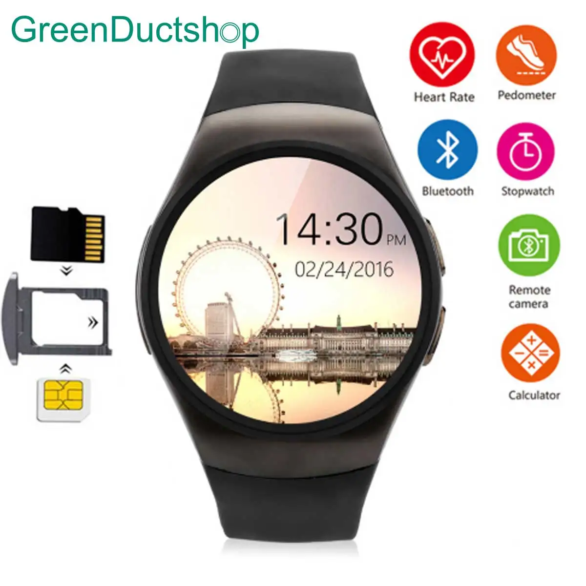 KingWear KW18 Bluetooth Смарт часы 1 3 ''ips Круглый циферблат Smartwatch телефон SIM карты TF