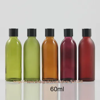 

60ml Many colors glass bottle with black lid and reducer.lotion/hand wash/Shampoo/moisturizer/facial water container