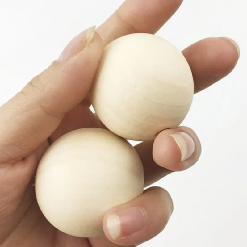 

DIY Crafts 10PC Natural Ball 40mm Large Round Wooden Beads Eco Unfinished Natural Color Wood Balls Beads Lead-Free perle en bois