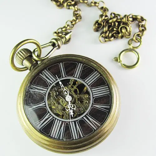 Старый! Уникальны! Ретро Dail элегантный дизайн латунь антикварные Механические карманные часы
