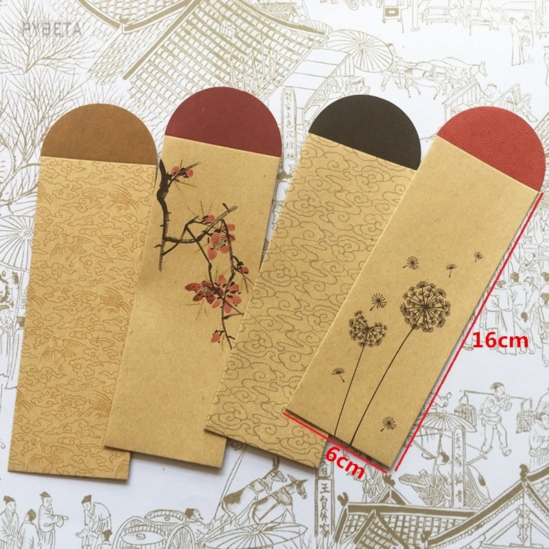 50pcs 6*16cm Kraft paper gift wrap package bookmark bag Creative small