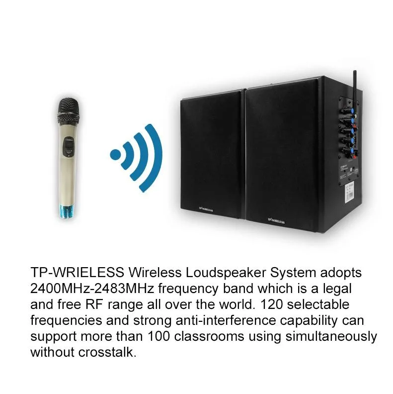 TP-WIRELESS 2,4 ГГц классная акустическая система обучения ручной микрофон и черный динамик для учителя/церкви/конференц-зала