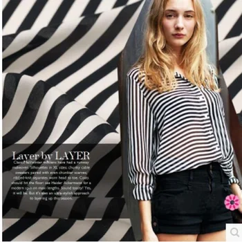 

Classic black and white striped silk material silk fabric double Jobe