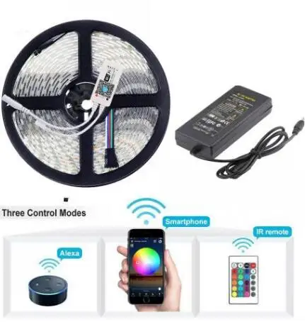 WiFi RGB полосы света дистанционного Syc Alexa Google Home смартфон 5050 5 м 10 м 24 В RGB светодиодный гибкая лента, полоска света адаптер питания - Испускаемый цвет: strip remote power