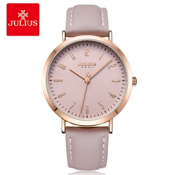 

Julius watch brand new original designer quartz simple ladies watch large dial pink leather strap ladies watch watch JA-1017