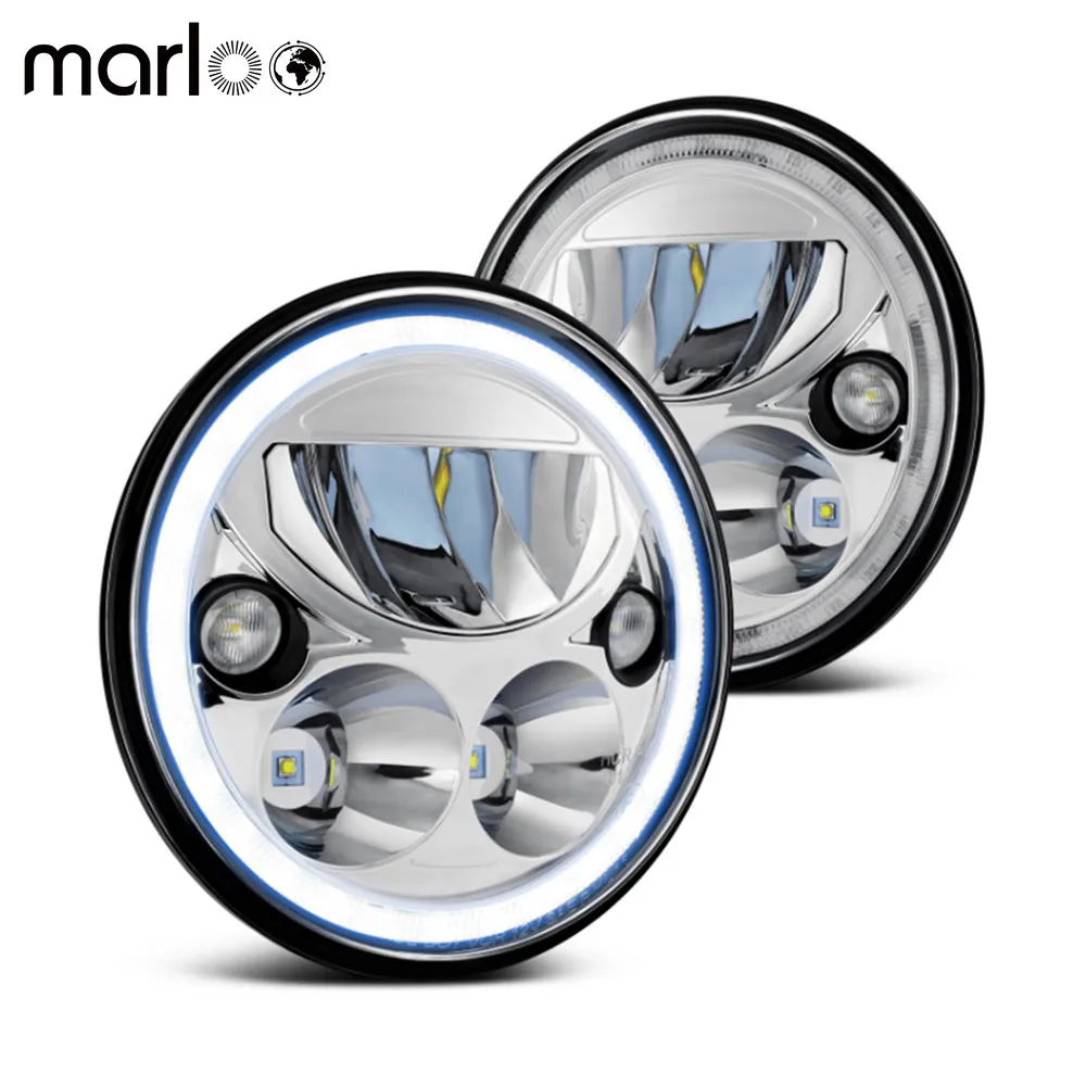 Marloo 2 X Lighting Emarked " Vortex светодиодный налобный фонарь с Halo Ring Для 07-15 Jeep Wrangler JK& JK Unlimited фар - Цвет: Chrome