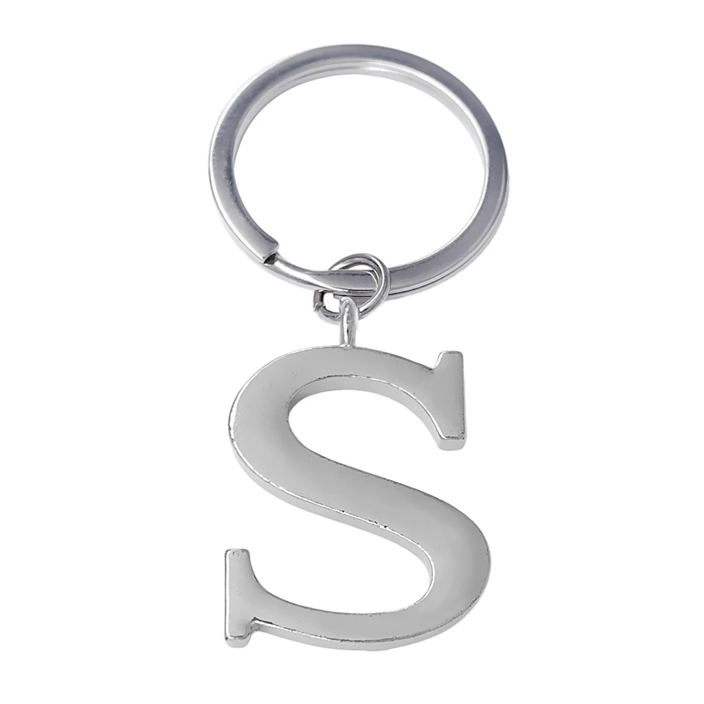 3D металлический родиевый Английский алфавит A Z charm DIY брелок с надписью S длинное