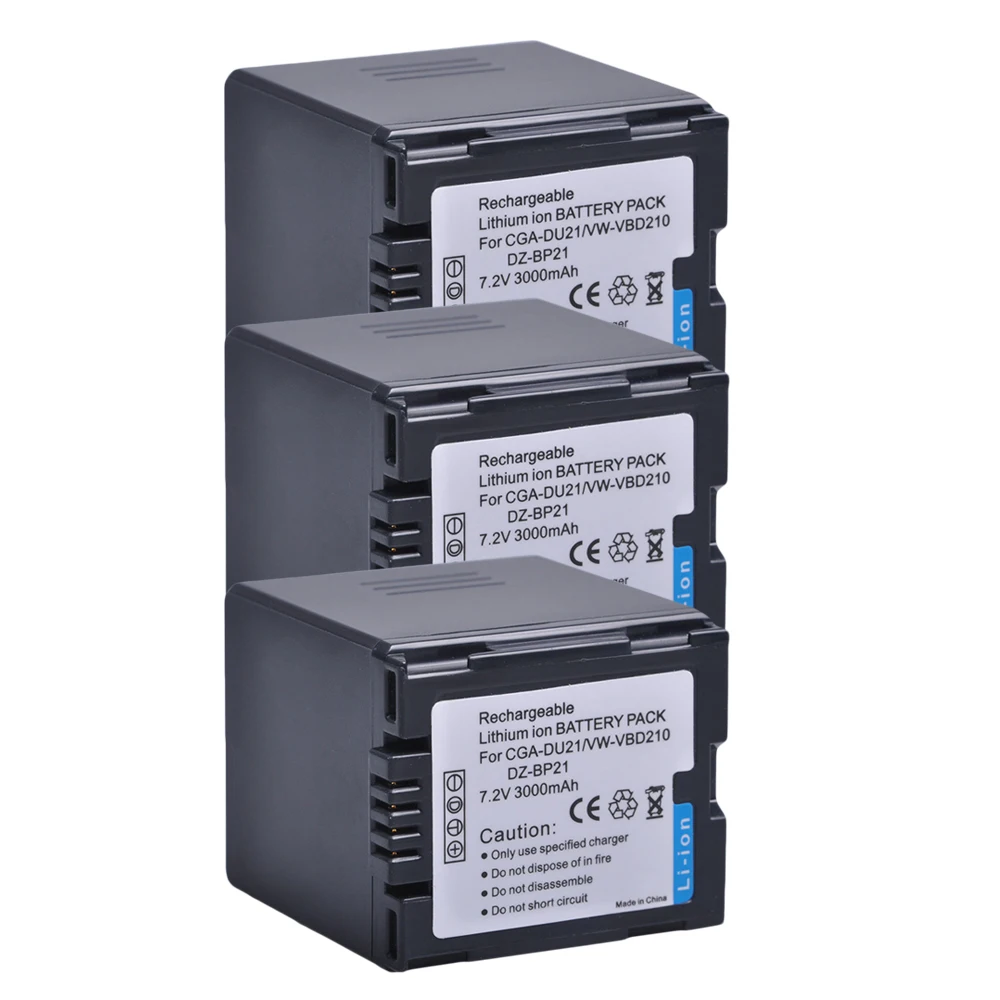 3X 3000mAh CGA-DU21 CGA DU21 VBD210 Battery for Panasonic NV GS500 GS28 GS328 GS320 GS250 GS258 GS300 GS308 SDR H28 H250 H280 |